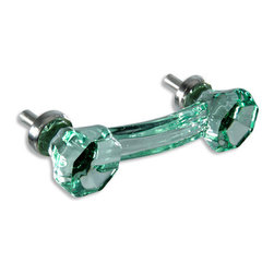 CKP - 3 inch Glass Pull, Light Green Glass, Nickel Base - Cabinet And Drawer Handle Pulls