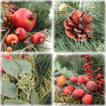 Christmas Garland 6' Pine With Cones, Berries And Fruit