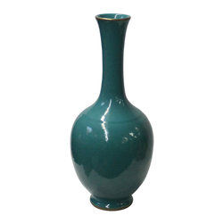Chinese Fine Handmade Turquoise Aqua Teal Ceramic Porcelain Vase - Vases