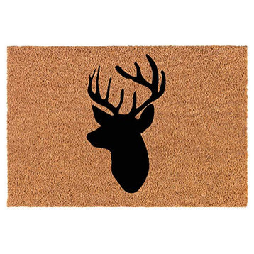 Coir Doormat Deer Head with Antlers Hunting (24" x 16" Small)