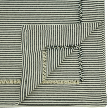Stripe Hemstitch Design Tablecloth, Black/White, 70"