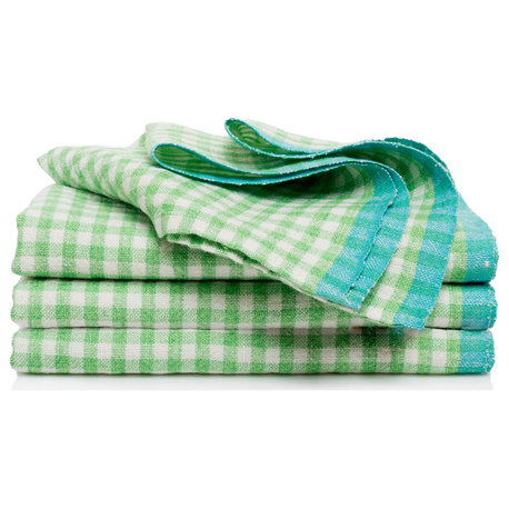 Gingham Napkins - Set of 4 - Lime/Aqua - 20" x 20"