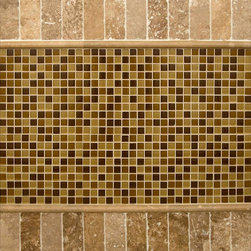 Tuscany Walnut Travertine And Brown Blend Glass 1 - Tile