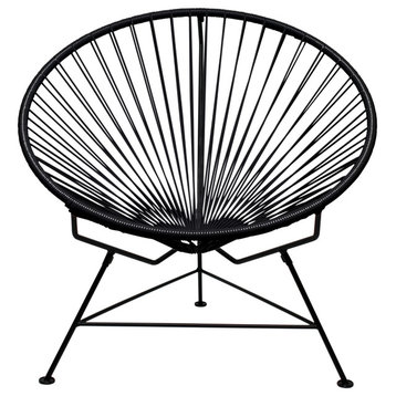 Innit Indoor/Outdoor Handmade Lounge Chair, Black Weave, Black Frame