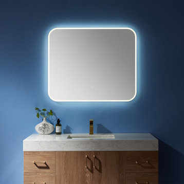 Horizontal Wall Mounted LED Modern and Contemporary Bathroom Mirror, 36 Inch
