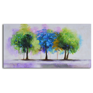 Blue and Green Copse Hand Painted Canvas Art