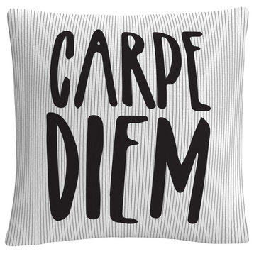 Typographic Modern Carpe Diem Stripes By Abc Decorative Throw Pillow