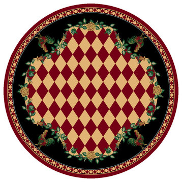 High Country Rooster Rug, Red, 8'x8' Round, Round