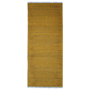 Hand Woven Flat Weave Skittles Kilim Cotton & Polyester Area Rug Solid Gold