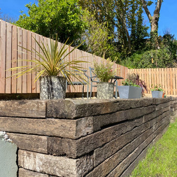 Reclaimed Sleeper Retaining Wall & Steps