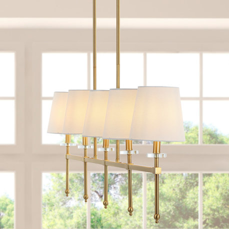 Sophie 38.5" 5-Light Modern Midcentury Iron Linear LED Pendant, Brass Gold
