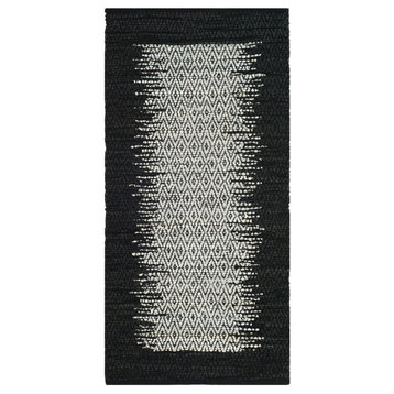 Safavieh Vintage Leather Collection VTL387 Rug, Light Grey/Black, 2'3" X 9'