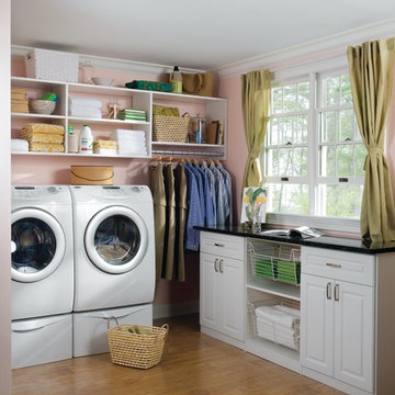 White Laundry Room with Custom Sideboard
