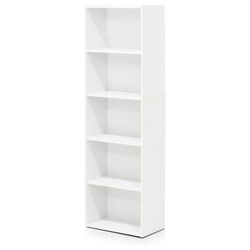 Furinno 11055 5-Tier Reversible Color Open Shelf Bookcase, White