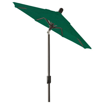 6' Round Auto Tilt Market Umbrella, Antique Bronze Frame, Forest Green