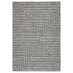 Jaipur Living - Nikki Chu by Jaipur Living Xantho Indoor/Outdoor Geometric Gray Rug, 5'3"X7'6" - Bold and graphic, the Decora Xantho area rug by Nikki Chu offers compelling geometric appeal to indoor and outdoor spaces. An asymmetrical labyrinthine design makes a dynamic impact on this durable polyester layer, while the tonal gray colorway maintains the contemporary style.
