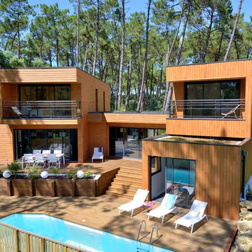 Contemporain Terrasse En Bois Et Balcon