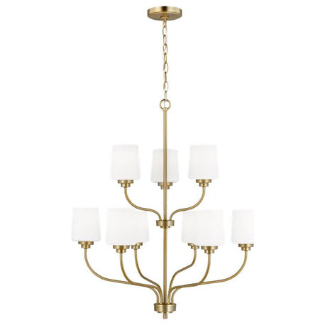 SeaGull Lighting Windom 3102809-848 Nine Light Chandelier in Satin Brass