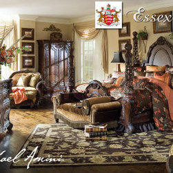 Essex Manor Deep English Tea 5 PC Bedroom Set by Michael Amini - Beds