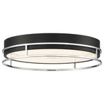 Eurofase - Eurofase Grafice Large LED Flushmount, Chrome/Frosted - Basic form and rich finishes give prominence to clean elegance. A frosted glass sits securely within a matte black drum that houses LED light. This effortless design draws attention to the simple decorative rings that frame the black cylinder in bright contrast.