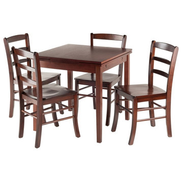 Winsome Pulman 5-Piece Extendable Solid Wood Dining Set in Walnut