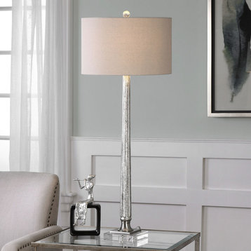 Uttermost Fiona Ribbed Mercury Glass Lamp, Brushed Nickel