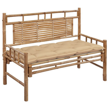 Vidaxl Garden Bench With Cushion 47.2" Bamboo