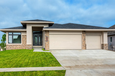 Example of a transitional exterior home design in Other