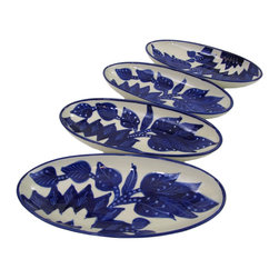 Le Souk Ceramique - Small Stoneware Oval Platters, Set of 4, Jinane Design - Serving Dishes And Platters