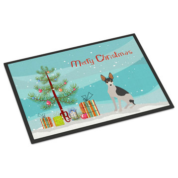 Miniature Fox Terrier #2 Christmas Tree Indoor/Outdoor Mat 18x27 Doormats