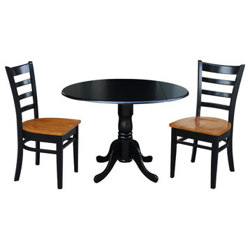 42" Dual Drop Leaf Dining Table with 2 Ladder Back Dining Chairs
