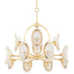 Hudson Valley Lighting - Danes 12-Light Chandelier, Vintage Gold Leaf Frame, Glass Shade - Ovals of hand-poured Piastra glass rest behind rings of vintage gold leaf giving this dazzling fixture its luxurious look. The glass shade is bubbled throughout yet still translucent enough for the bulb to be seen. Gorgeous when lit, Danes will instantly elevate any space.