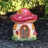 6.25" Red Mushroom House Outdoor Garden Statue
