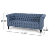 Edgar Traditional Chesterfield Sofa With Tufted Cushions, Blue, Black