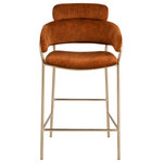 Meridian Furniture - Yara Beige Velvet Upholstered Counter Stool, Cognac - Mosey up to the counter and have a seat on this Yara velvet counter stool. Designed with an ultra modish look that's ideal for contemporary and modern decor, this counter stool comes upholstered in soft cognac velvet for a look that wows from every angle. The luxurious fabric feels sleek and soft against the skin while the iron metal frame and brushed brass finish lends elegance and durability to the stool's overall design.
