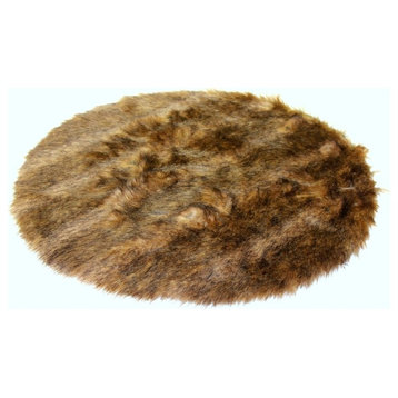 Plush Round Premium Faux Fur Rug, 4'
