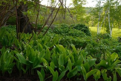 This is an example of a farmhouse hillside landscaping in Burlington.