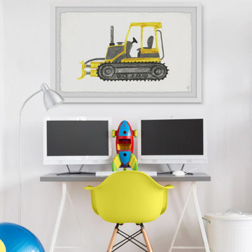 "Bulldozer Truck" Framed Painting Print