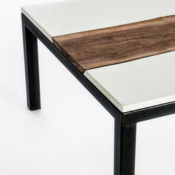 Concrete and Live Edge Walnut Table - Side Tables And End Tables