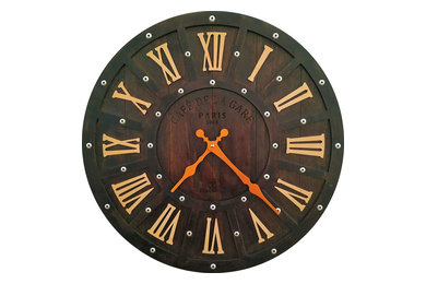 Dark Brown Rustic Farmhouse Wood Wall Clock