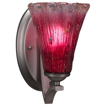 Zilo Wall Sconce, Graphite, 5.5" Raspberry Crystal Glass