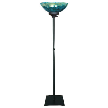 Cottonwood Torchiere with Glass Shade, Turquoise