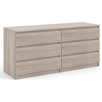 Pemberly Row Contemporary Wood Mahogany 6 Drawer Double Dresser