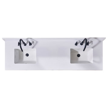 Andalo Engineered Stone Vanity Top, Snow White With White Sink, 73"