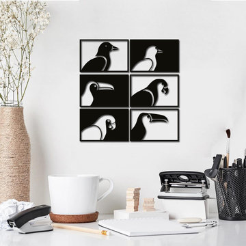 Birds Design Wall Art for Wall Decor, Set of 6 pcs