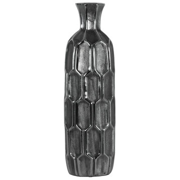 Duran Ceramic Vase, Silver, 18.25"