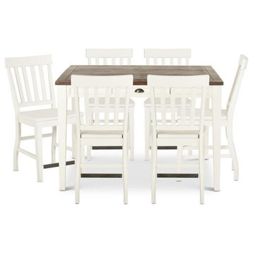 Cayla 7-Piece Counter Height Dining Set with Antique White Chairs