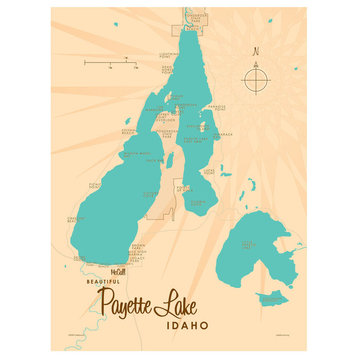 Lakebound Payette Lake Idaho Map Art Print, 18"x24"