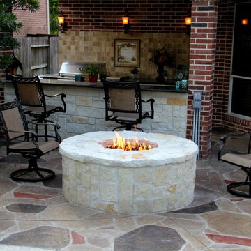 Outdoor Kitchen, Fire Feature, and Stamp Overlay in Humble