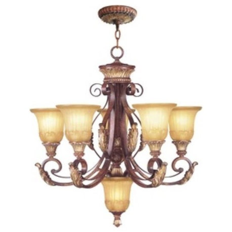 Villa Verona Chandelier, Verona Bronze With Aged Gold Leaf Accents